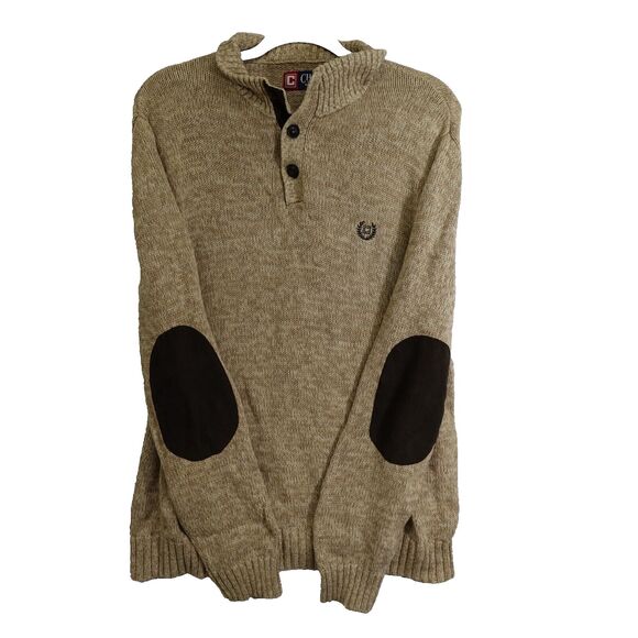 Chaps By Ralph Lauren Men’s Brown Knit Pullover Sweater Sz Medium Elbow Patches - Picture 11 of 14